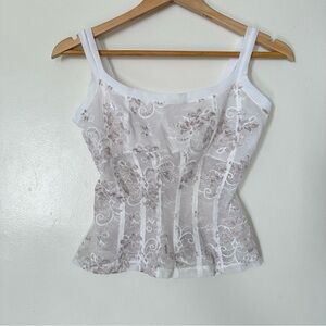 On Gossamer Floral Lace Cami Top Size Medium Sheer Y2K Coquette